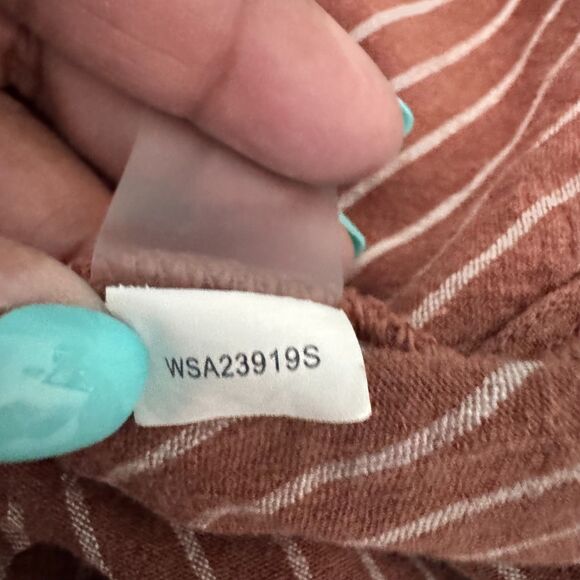 Calia Linen Blend Oversized Button-Up Shirt Brown White Stripe Long Sleeve M - Picture 7 of 10